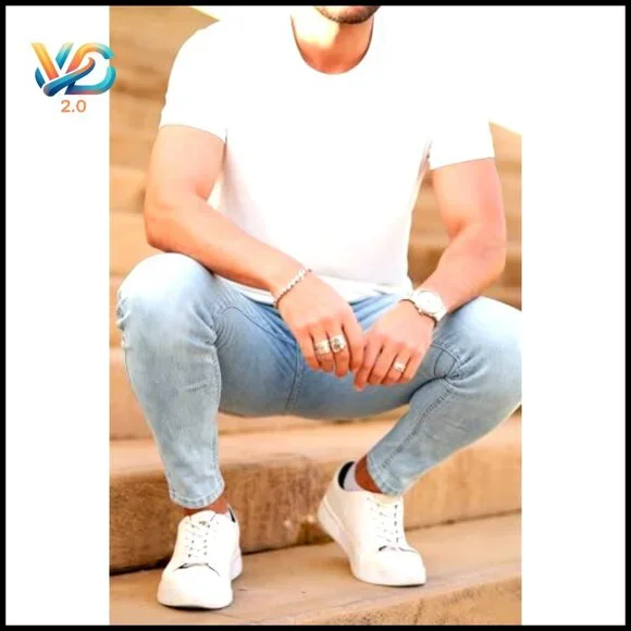 Skinny Jeans Stretch Tapered Leg Slim Fit Elastic Waist Modern Casual